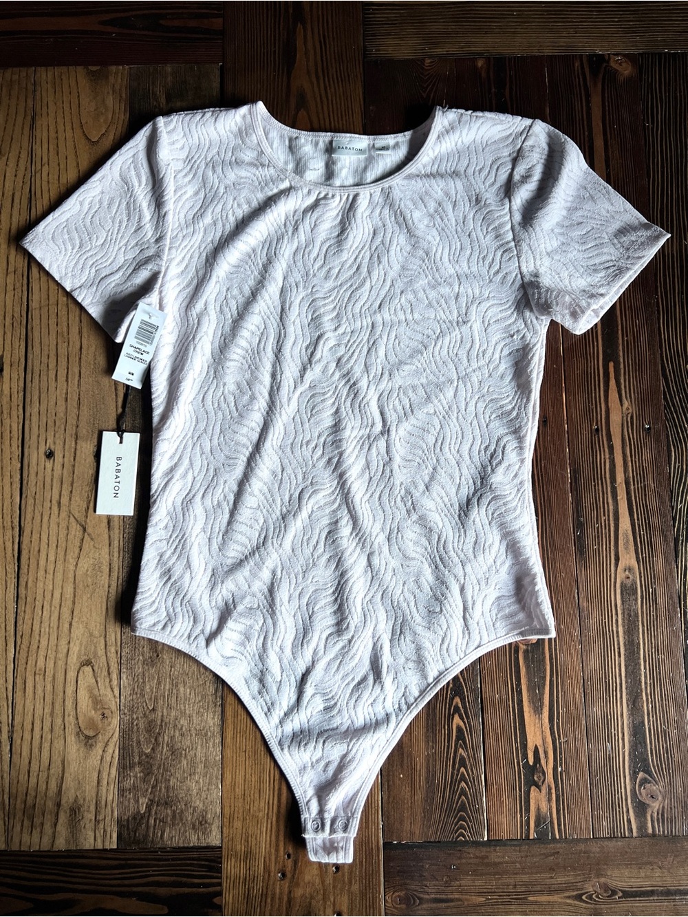 BABATON • Shapelace Short Sleeve Crew Bodysuit Off-White Iced Lavender Medium